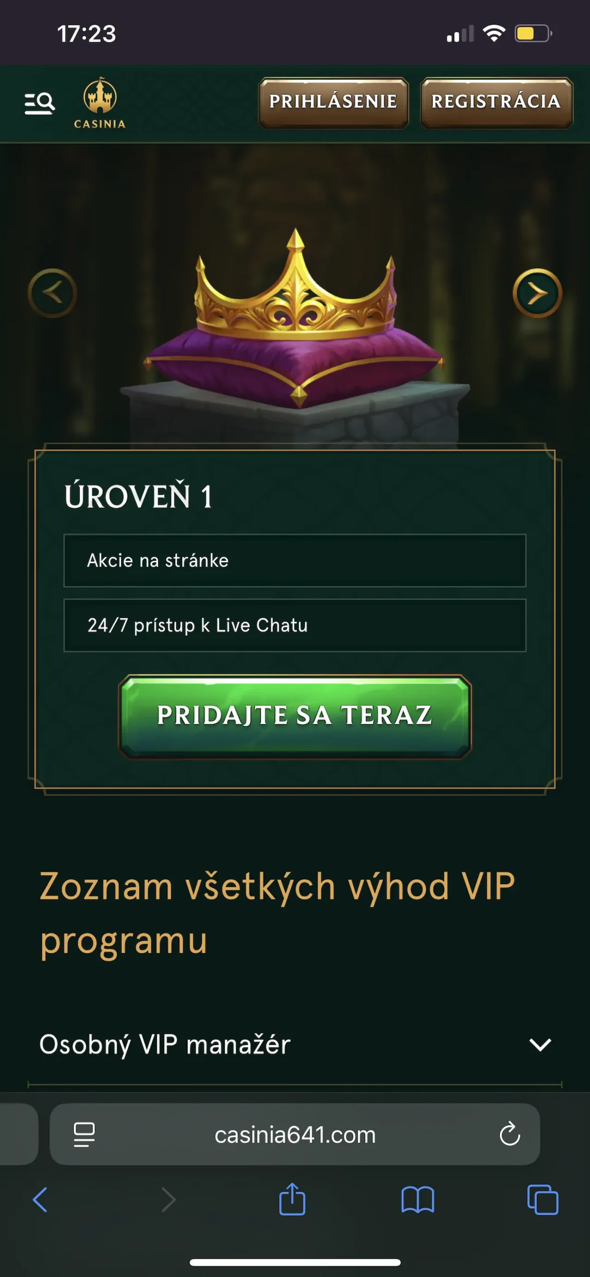 VIP program casinia casina