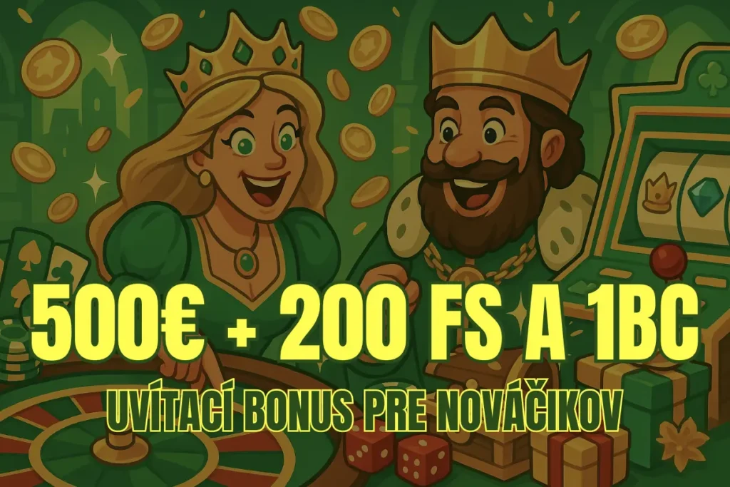 kráľ a kráľovná majú pre čitateľov casiniamajsterspinov uvítací bonus do Casinia Casino