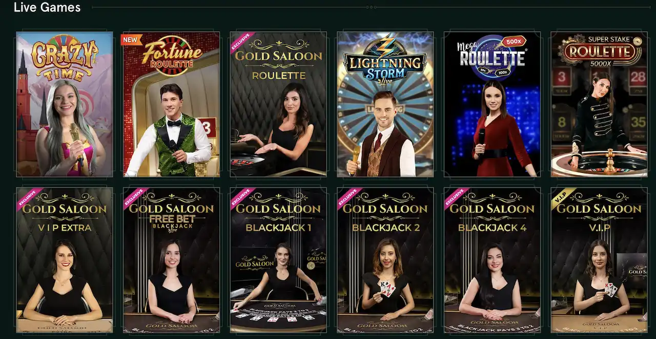 ponuka live casino hier