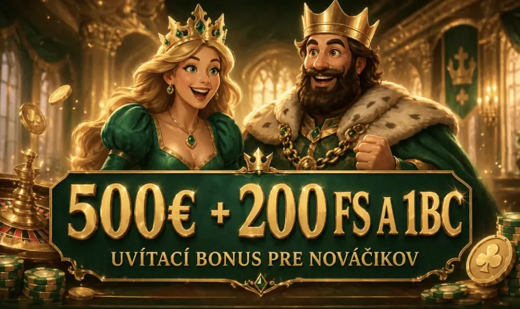 kráľ a kráľovná majú pre čitateľov casiniamajsterspinov uvítací bonus do Casinia Casino